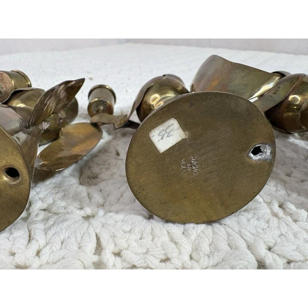 Vintage MCM Copper Brass Angel Candle Holders 4.5
